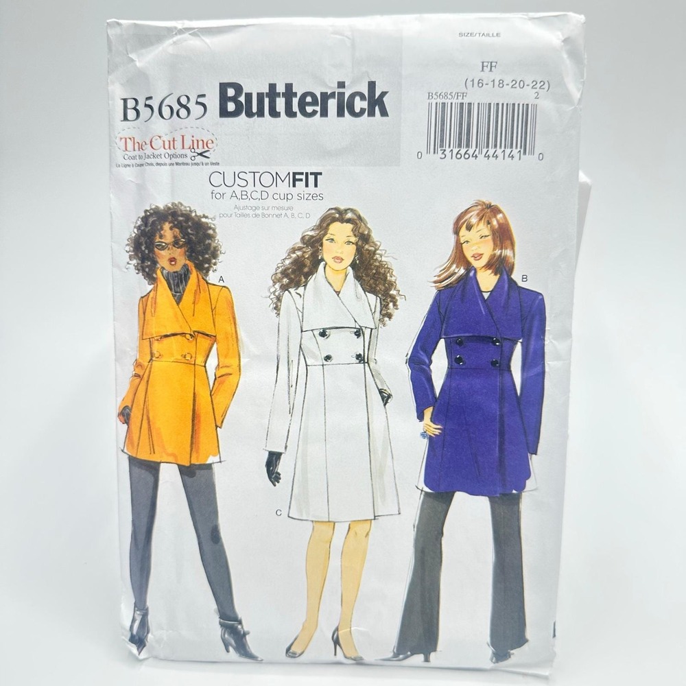 Butterick Sewing Pattern Misses 16-22 Jacket Coat Uncut Factory Folded